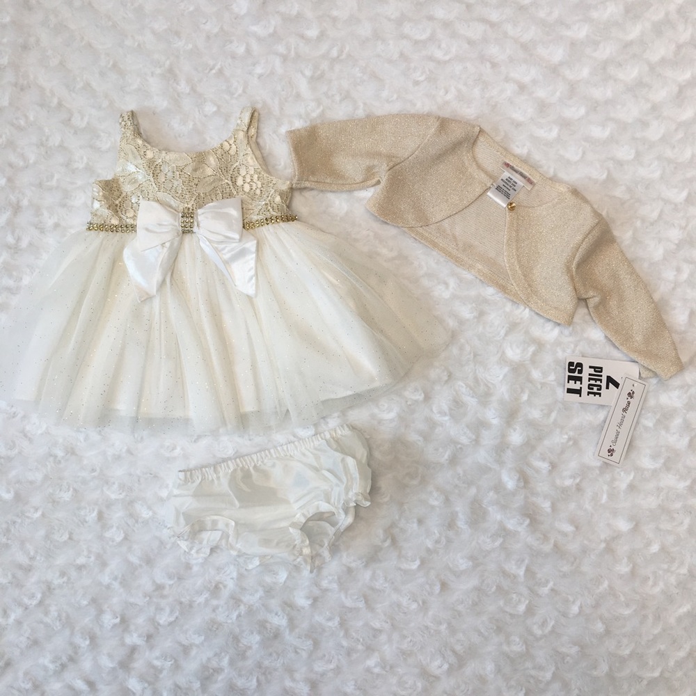 2 piece set dress with bloomers and cardigan